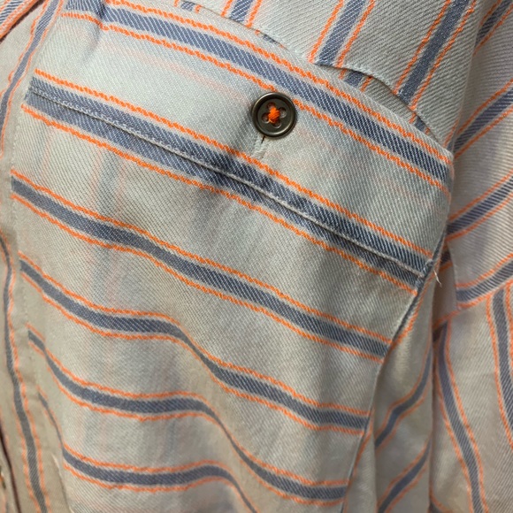 White Striped Button DownTunicTop 3/4 Sleeve Plus Size VINTAGE AMERICA 1X - Picture 4 of 16